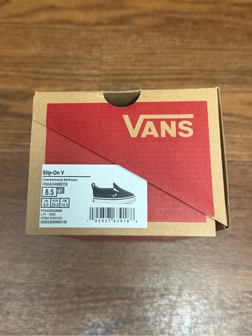 Vans Toddler Classic Slip-On V Checkerboard Black Pewter Size 8.5